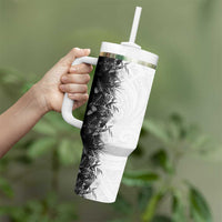 Hawaii Tropical Plant Monochrome Tumbler With Handle Vibrant Polynesian Pattern LT01 - Polynesian Pride