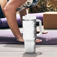 Hawaii Tropical Plant Monochrome Tumbler With Handle Vibrant Polynesian Pattern LT01 - Polynesian Pride