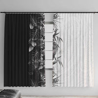 Hawaii Tropical Plant Monochrome Window Curtain Vibrant Polynesian Pattern LT01 With Hooks Black - Polynesian Pride