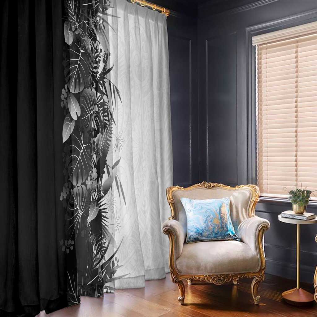 Hawaii Tropical Plant Monochrome Window Curtain Vibrant Polynesian Pattern LT01 - Polynesian Pride