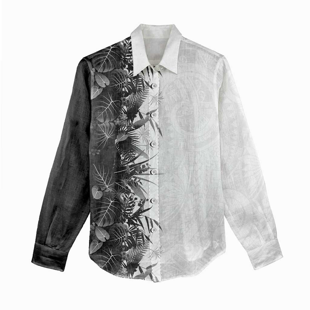 Hawaii Tropical Plant Monochrome Women Casual Shirt Vibrant Polynesian Pattern LT01 - Polynesian Pride