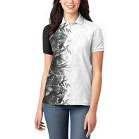 Hawaii Tropical Plant Monochrome Women Polo Shirt Vibrant Polynesian Pattern LT01 - Polynesian Pride