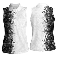 Hawaii Tropical Plant Monochrome Women Sleeveless Polo Shirt Vibrant Polynesian Pattern LT01 - Polynesian Pride