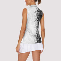 Hawaii Tropical Plant Monochrome Women Sleeveless Polo Shirt Vibrant Polynesian Pattern LT01 - Polynesian Pride