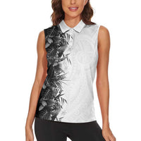 Hawaii Tropical Plant Monochrome Women Sleeveless Polo Shirt Vibrant Polynesian Pattern LT01 - Polynesian Pride