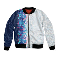 Hawaii Tropical Plant UliUli Bomber Jacket Vibrant Polynesian Pattern LT01 Unisex Blue - Polynesian Pride