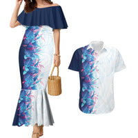 Hawaii Tropical Plant UliUli Couples Matching Mermaid Dress and Hawaiian Shirt Vibrant Polynesian Pattern LT01 Blue - Polynesian Pride