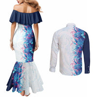 Hawaii Tropical Plant UliUli Couples Matching Mermaid Dress and Long Sleeve Button Shirt Vibrant Polynesian Pattern LT01 - Polynesian Pride