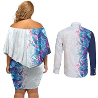 Hawaii Tropical Plant UliUli Couples Matching Off Shoulder Short Dress and Long Sleeve Button Shirt Vibrant Polynesian Pattern LT01 - Polynesian Pride