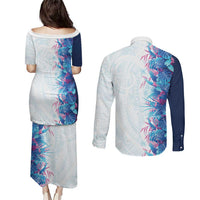 Hawaii Tropical Plant UliUli Couples Matching Puletasi and Long Sleeve Button Shirt Vibrant Polynesian Pattern LT01 - Polynesian Pride