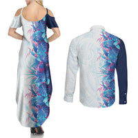 Hawaii Tropical Plant UliUli Couples Matching Summer Maxi Dress and Long Sleeve Button Shirt Vibrant Polynesian Pattern LT01 - Polynesian Pride