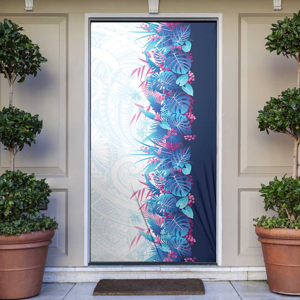 Hawaii Tropical Plant UliUli Door Cover Vibrant Polynesian Pattern LT01 Blue - Polynesian Pride