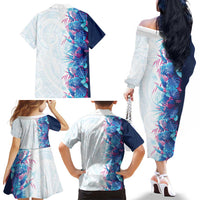 Hawaii Tropical Plant UliUli Family Matching Off The Shoulder Long Sleeve Dress and Hawaiian Shirt Vibrant Polynesian Pattern