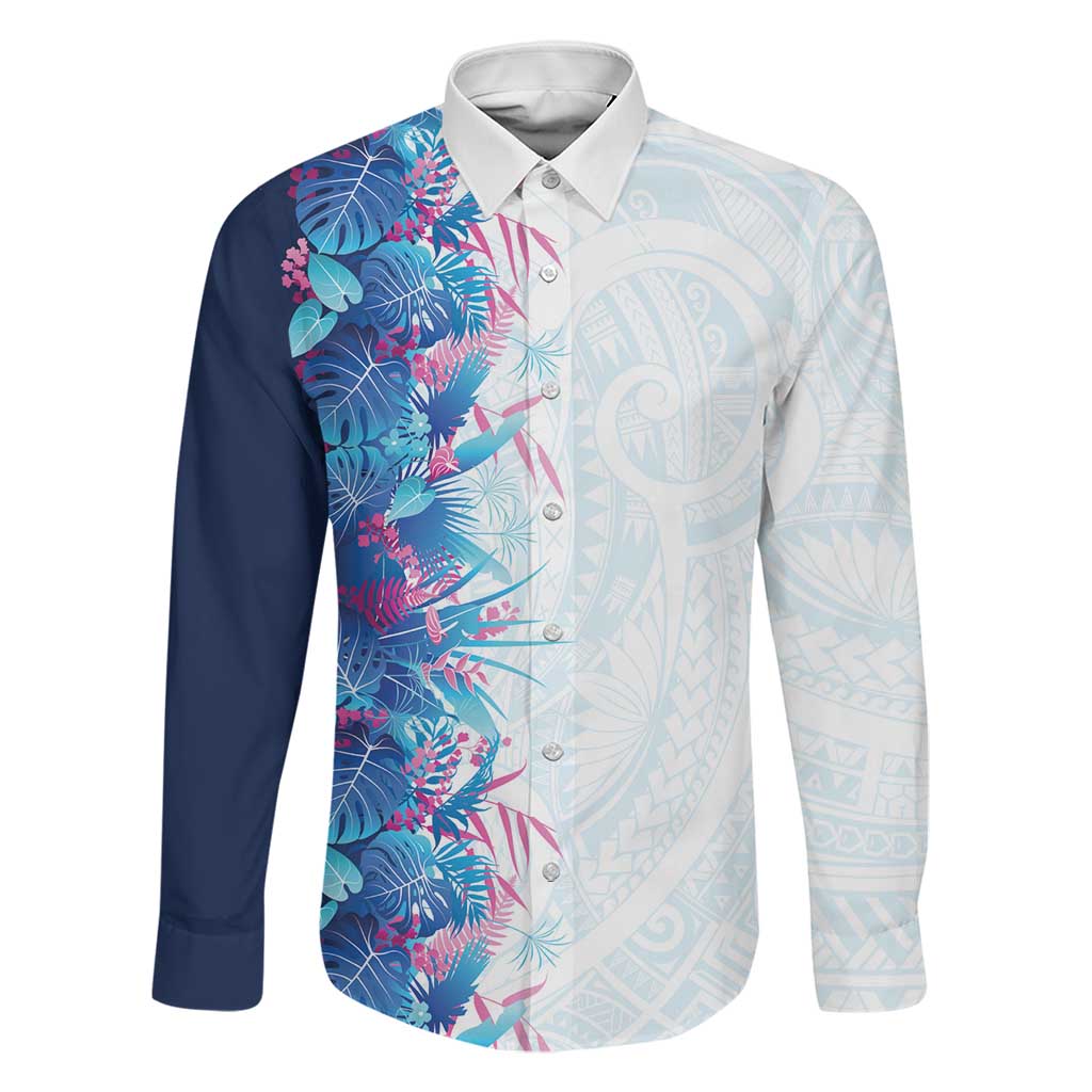 Hawaii Tropical Plant UliUli Family Matching Off The Shoulder Long Sleeve Dress and Hawaiian Shirt Vibrant Polynesian Pattern