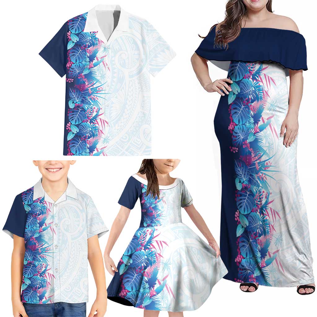 Hawaii Tropical Plant UliUli Family Matching Off Shoulder Maxi Dress and Hawaiian Shirt Vibrant Polynesian Pattern LT01 - Polynesian Pride