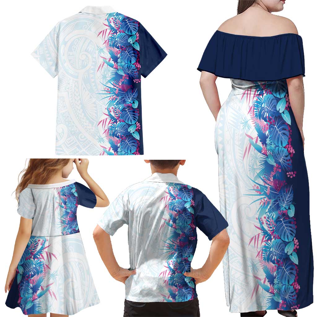 Hawaii Tropical Plant UliUli Family Matching Off Shoulder Maxi Dress and Hawaiian Shirt Vibrant Polynesian Pattern LT01 - Polynesian Pride