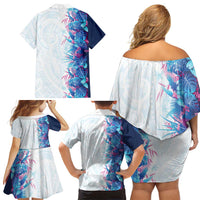 Hawaii Tropical Plant UliUli Family Matching Off Shoulder Short Dress and Hawaiian Shirt Vibrant Polynesian Pattern LT01 - Polynesian Pride