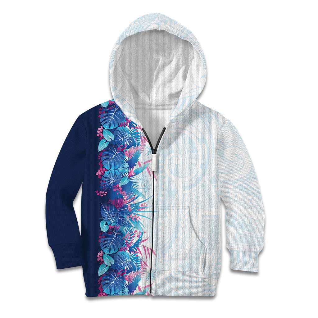 Hawaii Tropical Plant UliUli Kid Hoodie Vibrant Polynesian Pattern LT01 Zip Hoodie Blue - Polynesian Pride