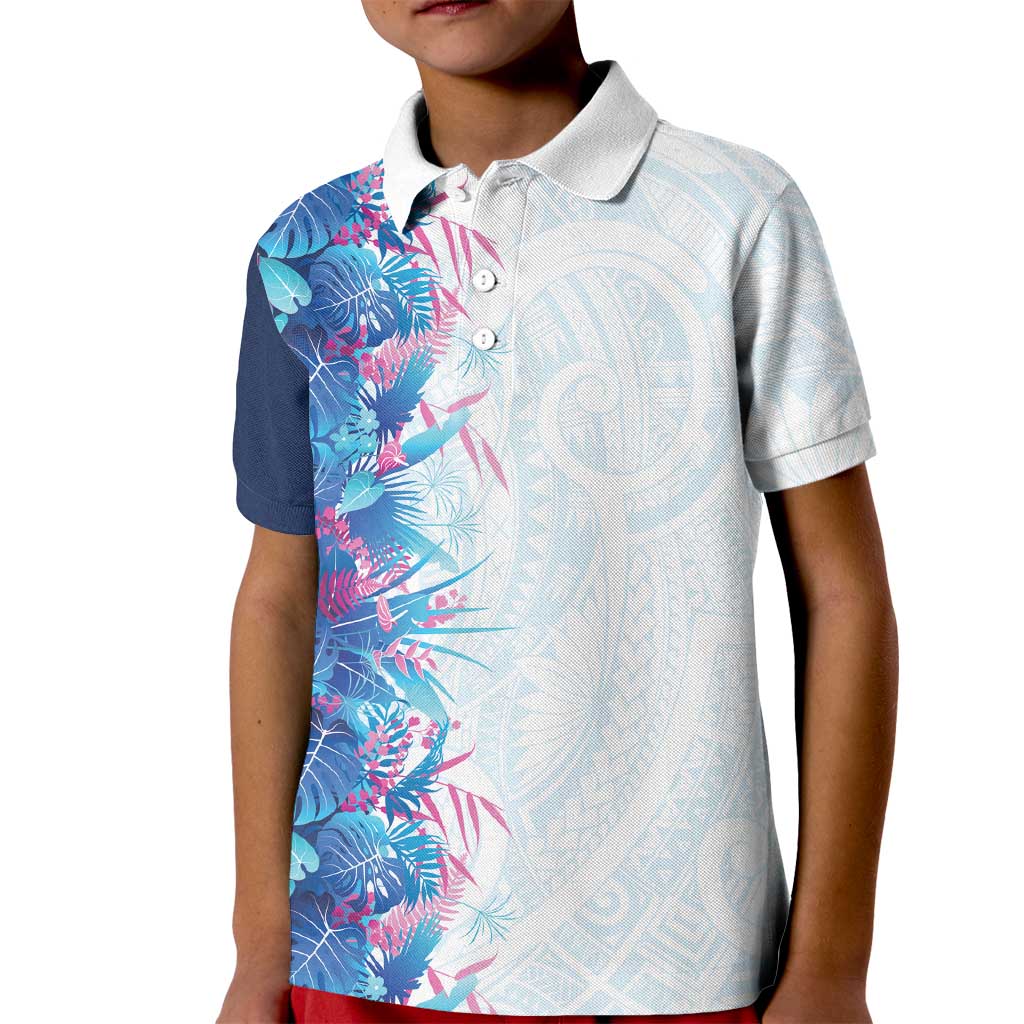 Hawaii Tropical Plant UliUli Kid Polo Shirt Vibrant Polynesian Pattern LT01 Kid Blue - Polynesian Pride