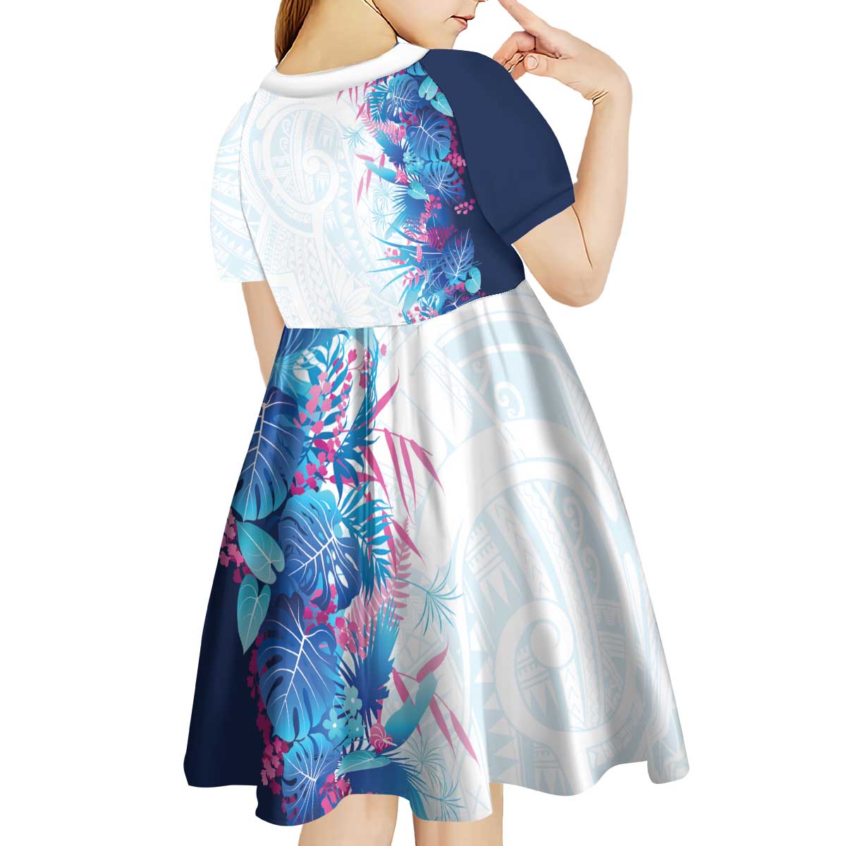 Hawaii Tropical Plant UliUli Kid Short Sleeve Dress Vibrant Polynesian Pattern LT01 - Polynesian Pride