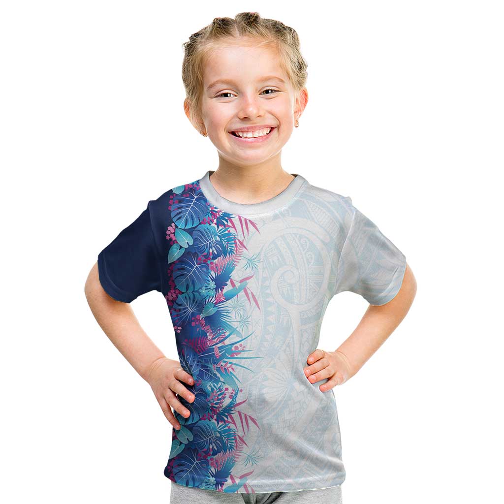 Hawaii Tropical Plant UliUli Kid T Shirt Vibrant Polynesian Pattern LT01 Blue - Polynesian Pride