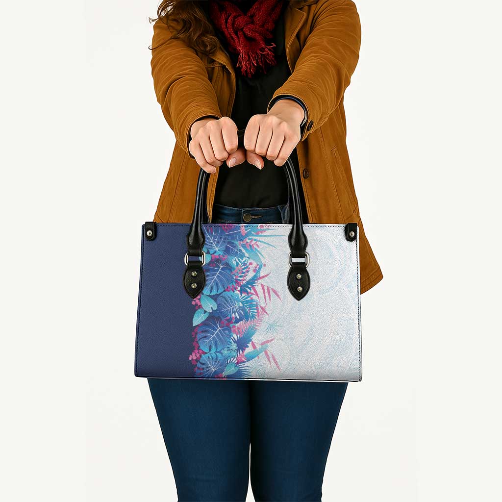 Hawaii Tropical Plant UliUli Leather Bag Vibrant Polynesian Pattern
