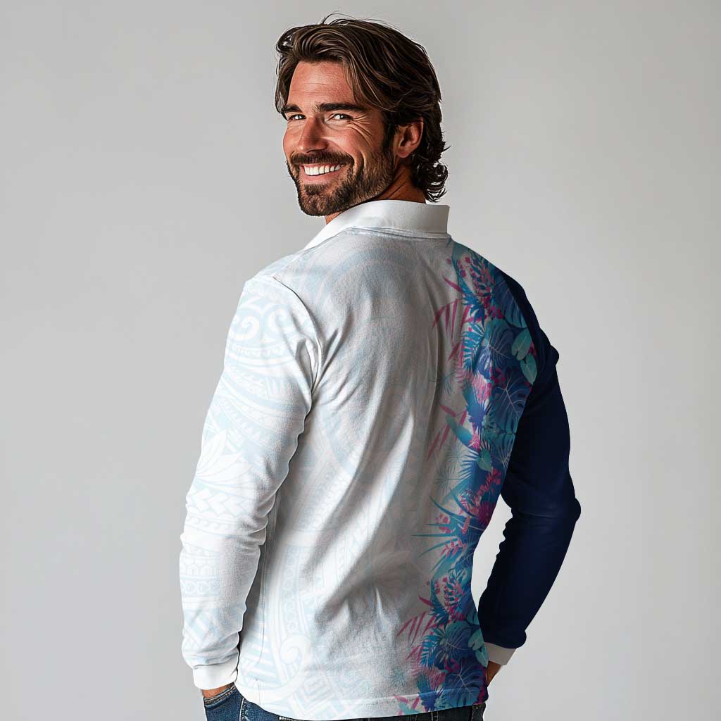 Hawaii Tropical Plant UliUli Long Sleeve Polo Shirt Vibrant Polynesian Pattern LT01 - Polynesian Pride