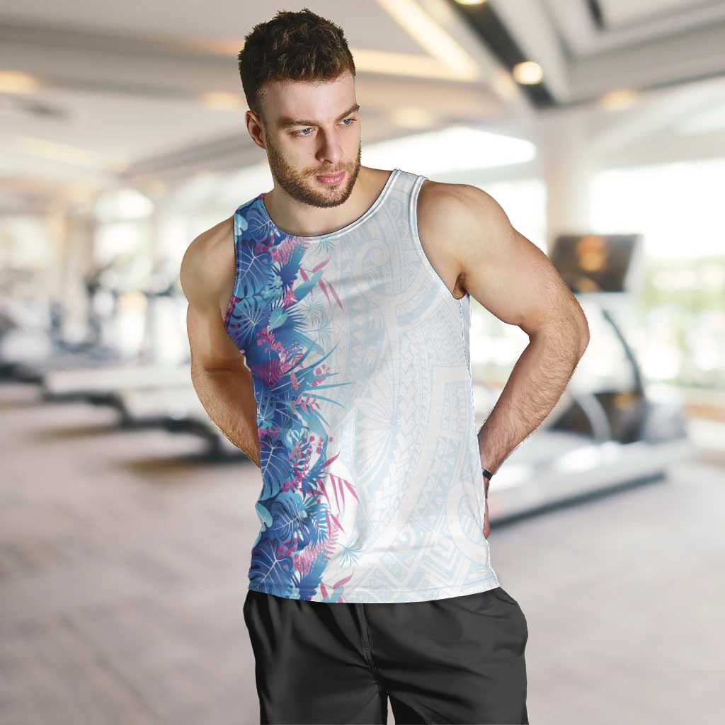 Hawaii Tropical Plant UliUli Men Tank Top Vibrant Polynesian Pattern LT01 Blue - Polynesian Pride
