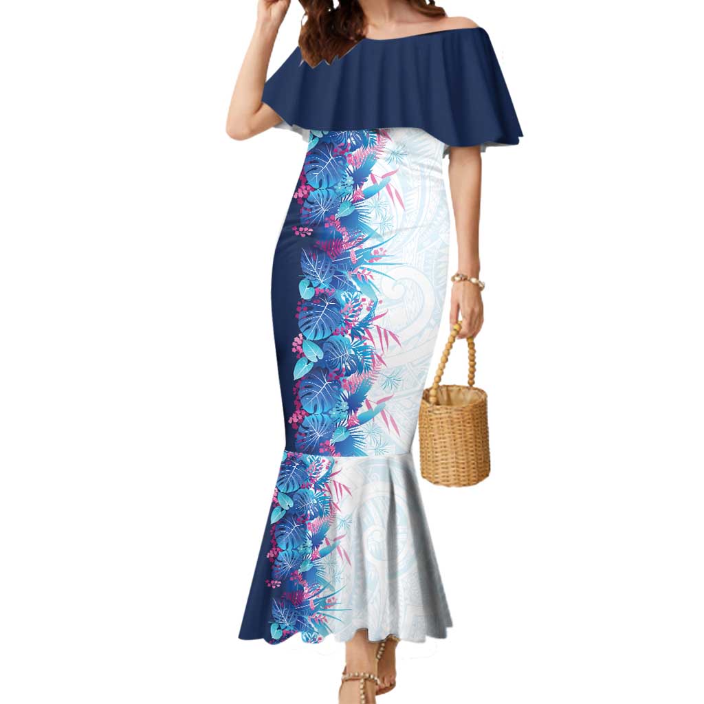 Hawaii Tropical Plant UliUli Mermaid Dress Vibrant Polynesian Pattern LT01 Women Blue - Polynesian Pride