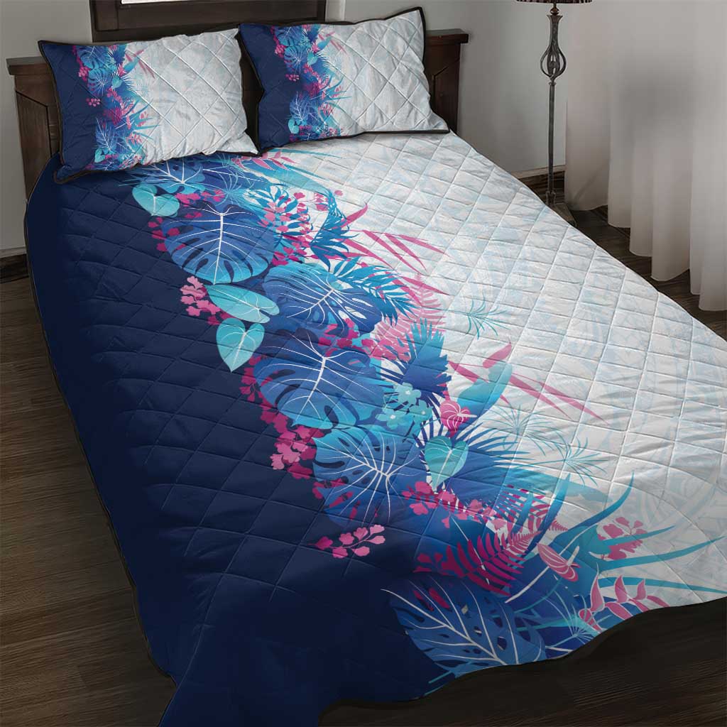 Hawaii Tropical Plant UliUli Quilt Bed Set Vibrant Polynesian Pattern LT01 Blue - Polynesian Pride