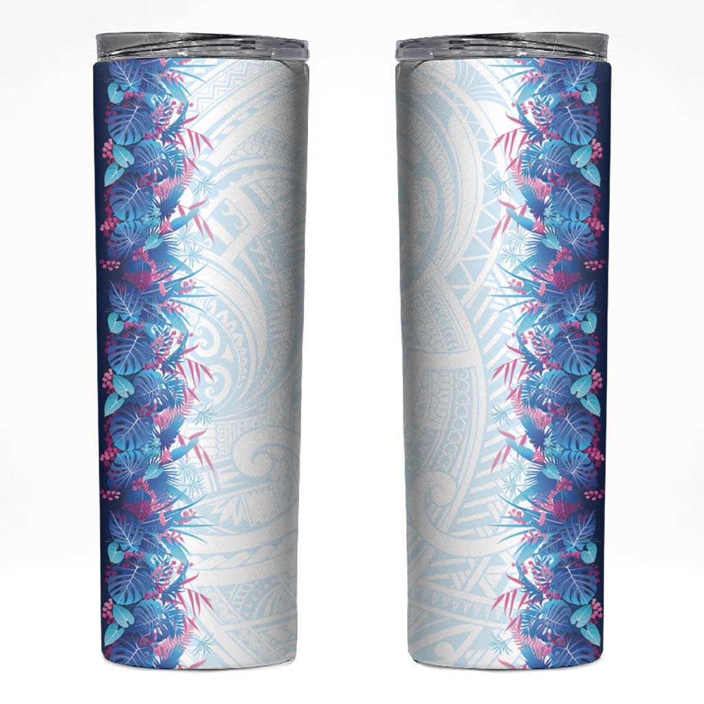 Hawaii Tropical Plant UliUli Skinny Tumbler Vibrant Polynesian Pattern LT01 Blue - Polynesian Pride
