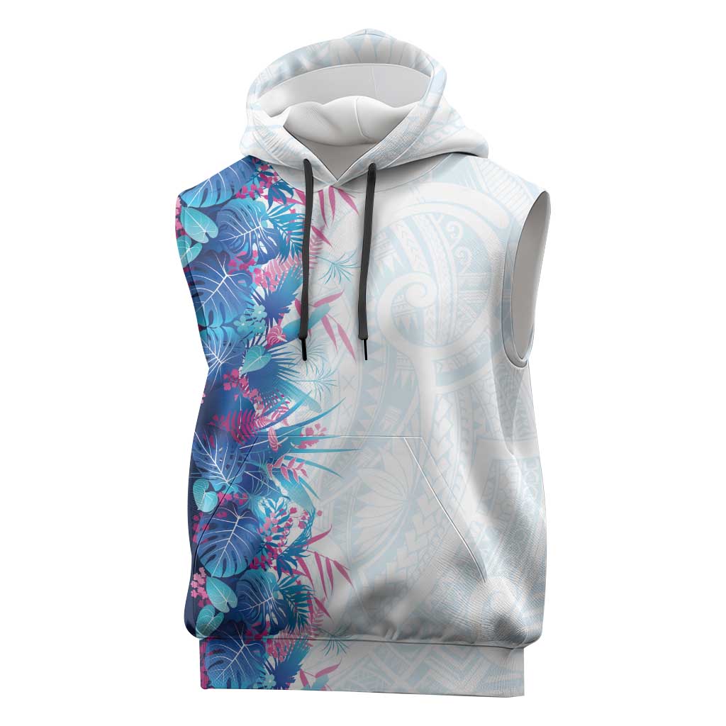 Hawaii Tropical Plant UliUli Sleeveless Hoodie Vibrant Polynesian Pattern LT01 Blue - Polynesian Pride
