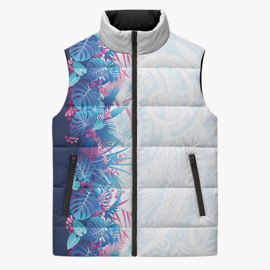 Hawaii Tropical Plant UliUli Sleeveless Puffer Jacket Vibrant Polynesian Pattern