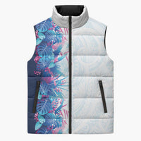 Hawaii Tropical Plant UliUli Sleeveless Puffer Jacket Vibrant Polynesian Pattern
