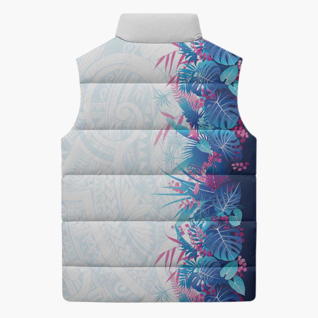 Hawaii Tropical Plant UliUli Sleeveless Puffer Jacket Vibrant Polynesian Pattern