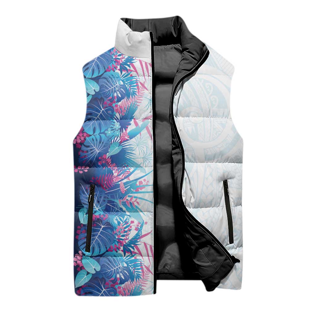 Hawaii Tropical Plant UliUli Sleeveless Puffer Jacket Vibrant Polynesian Pattern