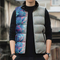 Hawaii Tropical Plant UliUli Sleeveless Puffer Jacket Vibrant Polynesian Pattern