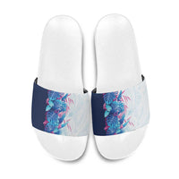 Hawaii Tropical Plant UliUli Slide Sandals Vibrant Polynesian Pattern LT01 Blue - Polynesian Pride