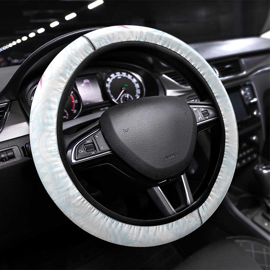 Hawaii Tropical Plant UliUli Steering Wheel Cover Vibrant Polynesian Pattern LT01 Universal Fit Blue - Polynesian Pride