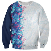Hawaii Tropical Plant UliUli Sweatshirt Vibrant Polynesian Pattern LT01 Unisex Blue - Polynesian Pride