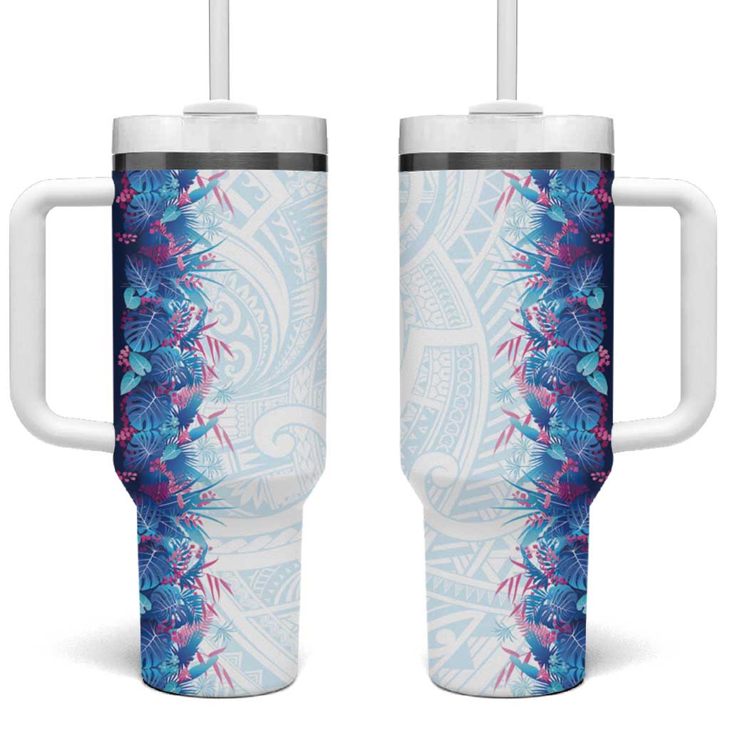 Hawaii Tropical Plant UliUli Tumbler With Handle Vibrant Polynesian Pattern LT01 One Size: 40 oz Blue - Polynesian Pride