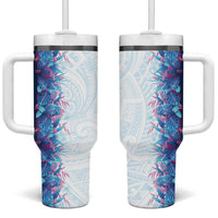Hawaii Tropical Plant UliUli Tumbler With Handle Vibrant Polynesian Pattern LT01 One Size: 40 oz Blue - Polynesian Pride