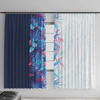 Hawaii Tropical Plant UliUli Window Curtain Vibrant Polynesian Pattern LT01 With Hooks Blue - Polynesian Pride