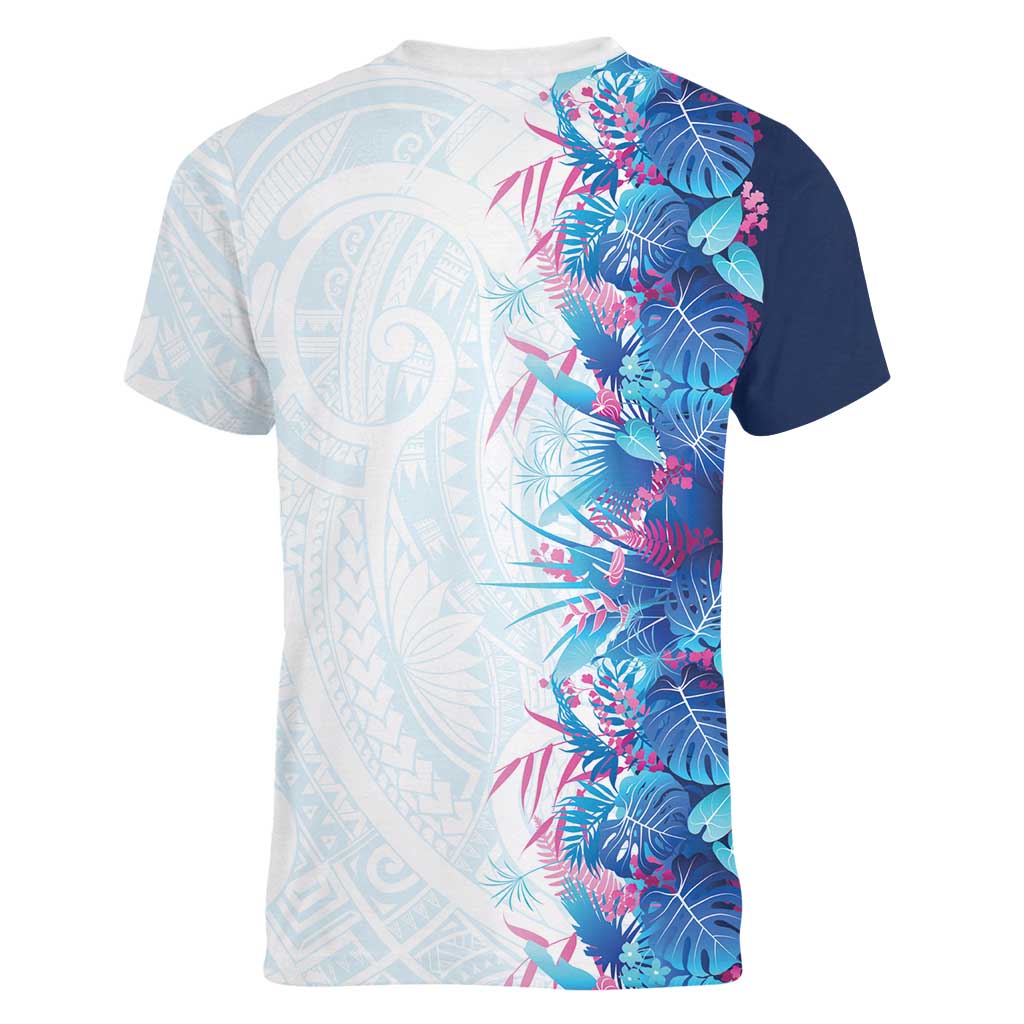 Hawaii Tropical Plant UliUli Women V-Neck T-Shirt Vibrant Polynesian Pattern