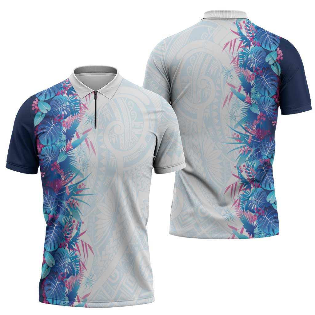 Hawaii Tropical Plant UliUli Zipper Polo Shirt Vibrant Polynesian Pattern LT01 - Polynesian Pride
