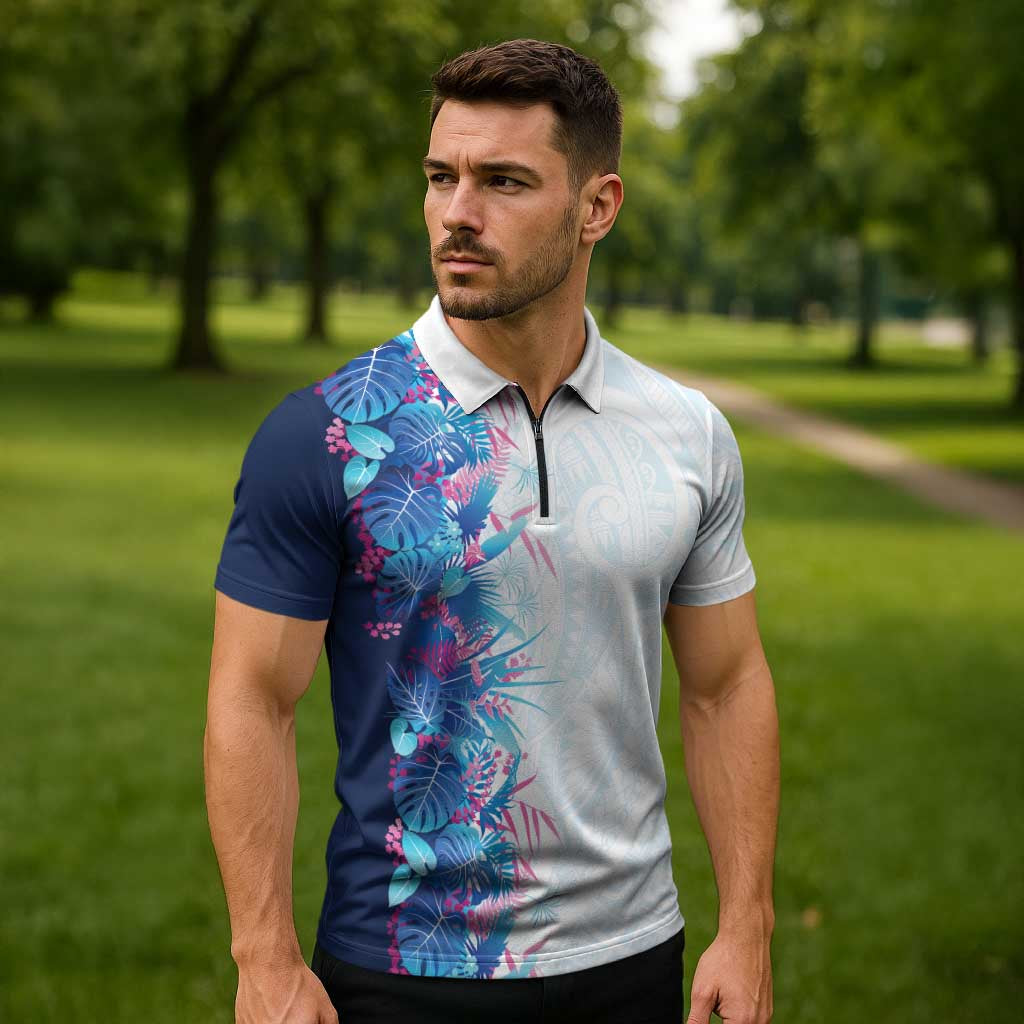 Hawaii Tropical Plant UliUli Zipper Polo Shirt Vibrant Polynesian Pattern LT01 - Polynesian Pride