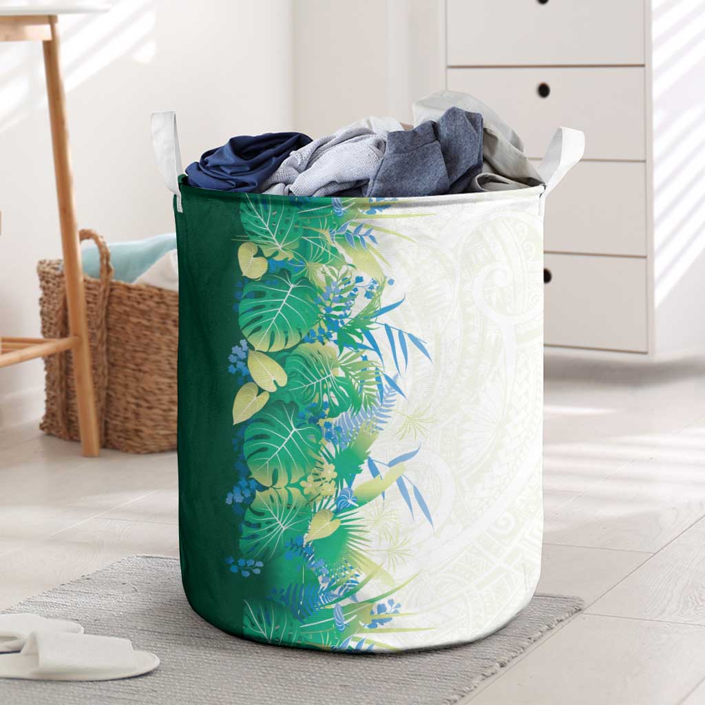 Hawaii Tropical Plant Omaomao Laundry Basket Vibrant Polynesian Pattern LT01 Green - Polynesian Pride