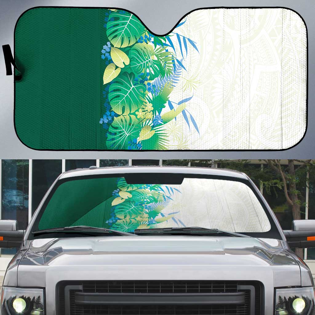 Hawaii Tropical Plant Omaomao Auto Sun Shade Vibrant Polynesian Pattern LT01 Green - Polynesian Pride
