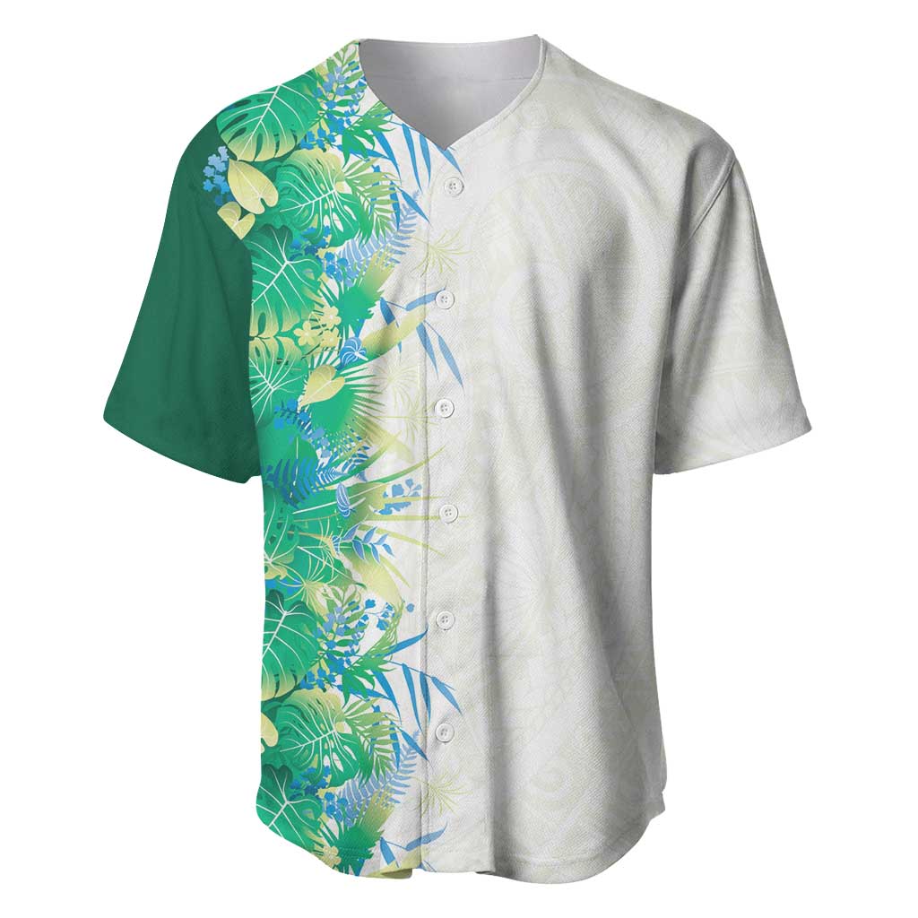 Hawaii Tropical Plant Omaomao Baseball Jersey Vibrant Polynesian Pattern LT01 Green - Polynesian Pride