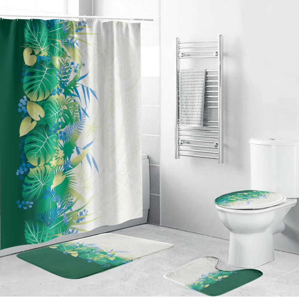 Hawaii Tropical Plant Omaomao Bathroom Set Vibrant Polynesian Pattern LT01 Bathroom Set (4 pcs) Green - Polynesian Pride